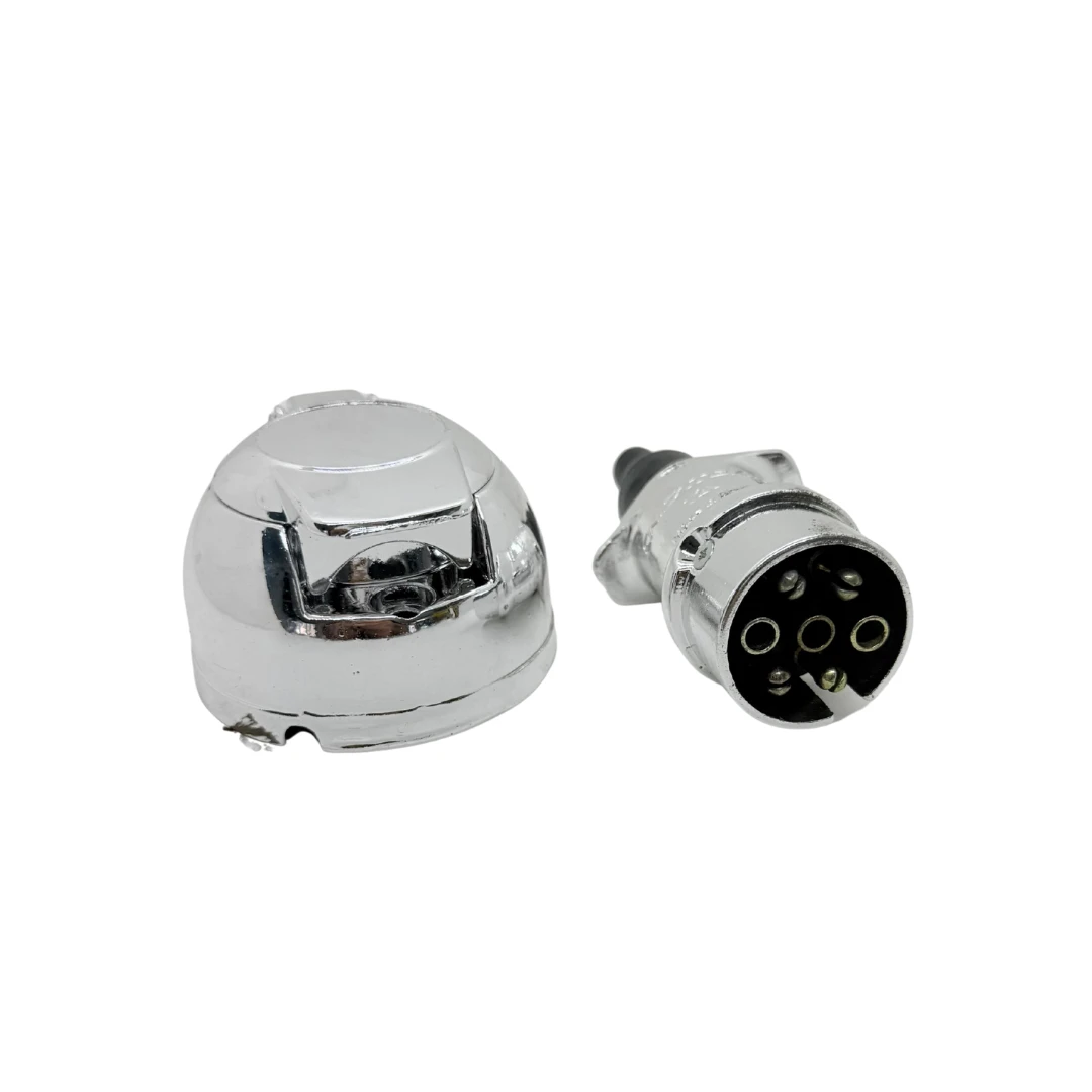 ENCHUFE PARA TRAILER 12V-7 VIAS PLASTICO CROMADO JUEGO COMPLETO
