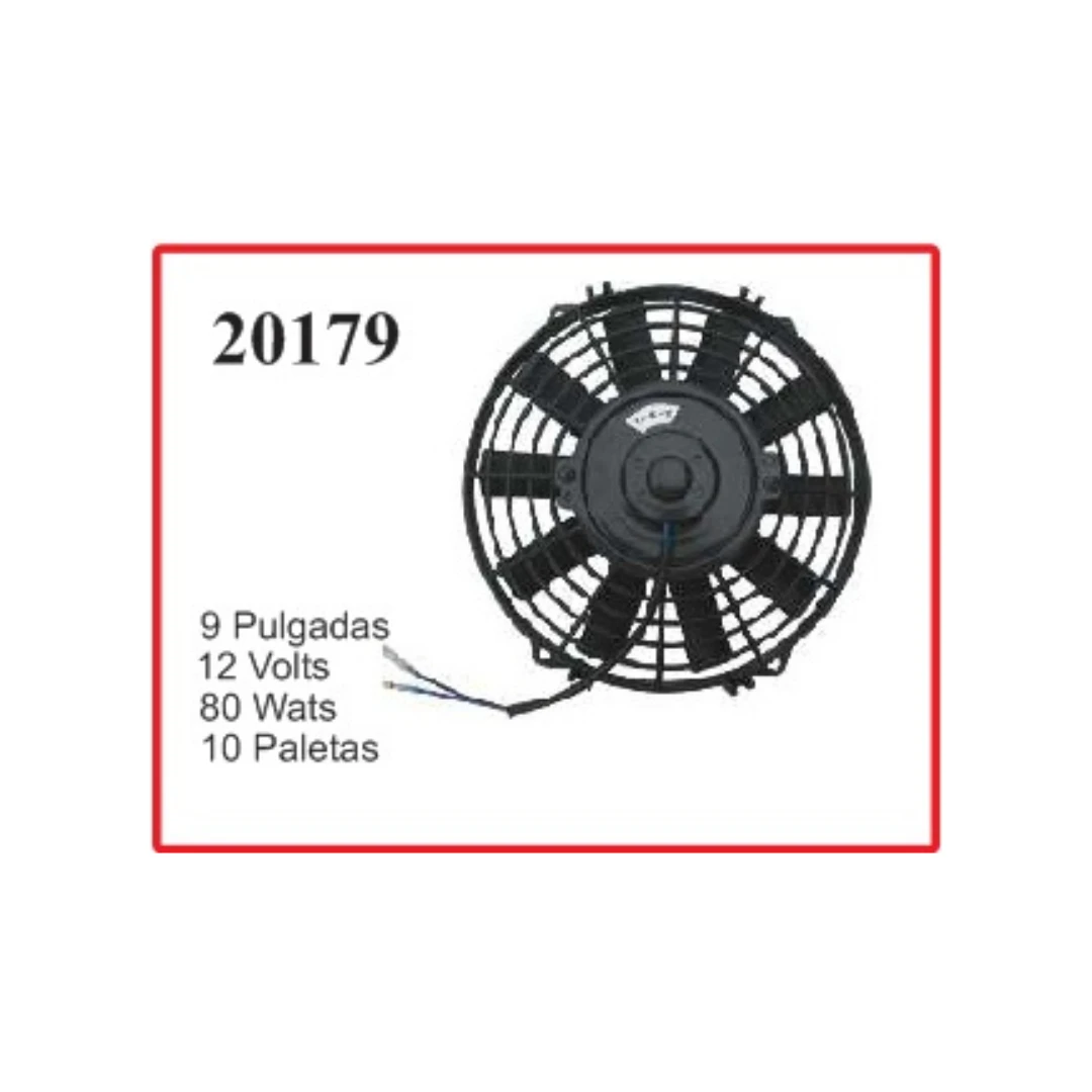 ELECTROVENTILADOR 9P 12V 80W 10 PALETAS CHATO
