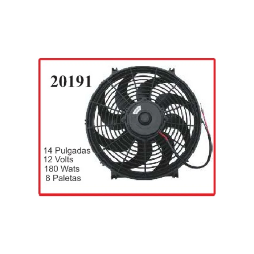 ELECTROVENTILADOR 14P 12V 180W 8 PALETAS CHATO CURVO