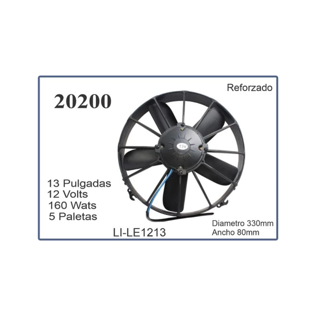 ELECTROVENTILADOR UNIVERSAL REFORZADO 13 PULGADAS 12V 160W 360MM 5 PALETAS